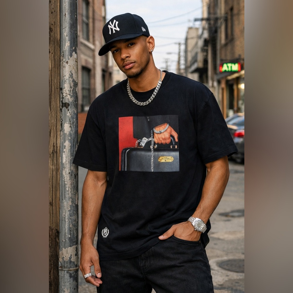 AKOO Men's Black Smugglers High Class Low Life Graphic Tee Shirt